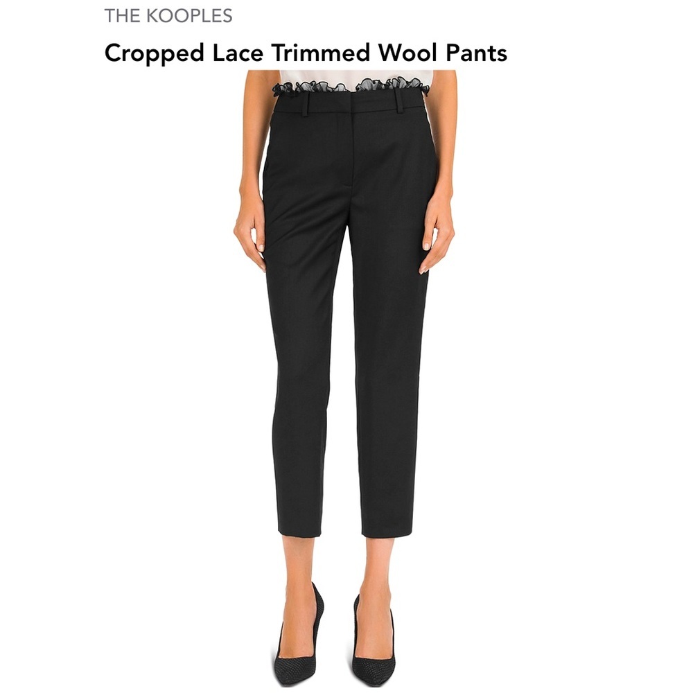 The Kooples Cropped Lace Trimmed Wool Pants 34